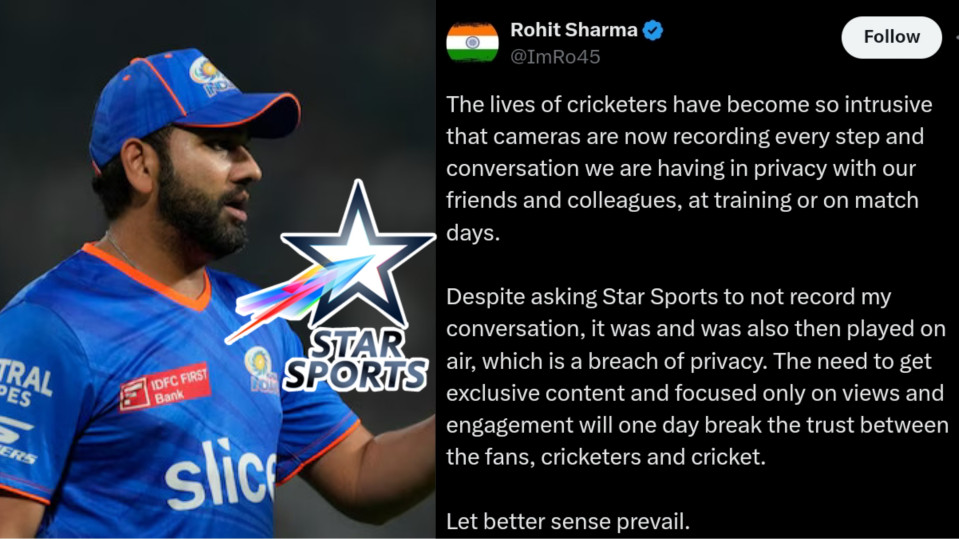 Rohit Sharma&nbsp;has a Serious Complaint Against Star Sports, He&nbsp;Accused the Broadcaster of Breach of Privacy