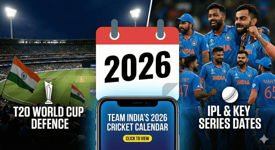 Team India&rsquo;s 2026 Cricket Calendar: T20 World Cup Home Defence, IPL Dates, and Key Series Revealed