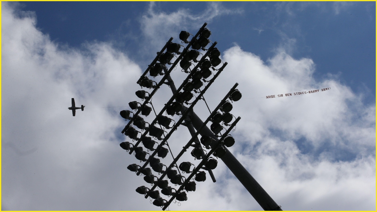 Ashes 2019: Barmy Army flies 'Arise, Sir Ben Stokes' banner over Edgbaston during England vs Australia clash