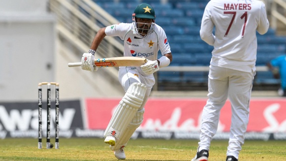 Babar battles to keep Pakistan on track after Kingston wobble