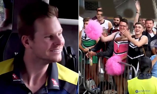 Footage shows Australian cricket team being heckled by Barmy Army