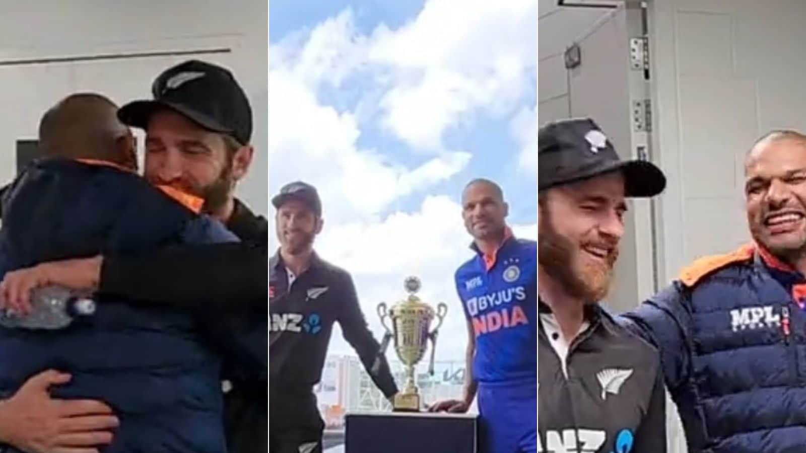 'Laughs, Banters & Trophy Revieil': Dhawan, Williamson Set Social Media Ablaze as they Meet Sportingly | WATCH