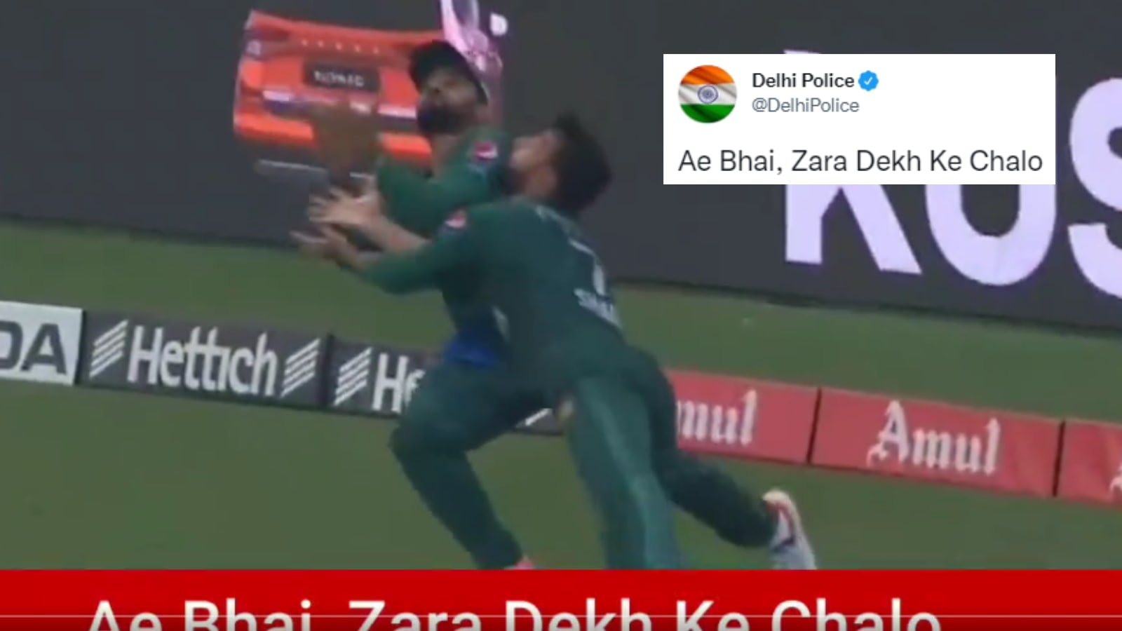 Pakistani Fans Furious as Delhi Police Mock Shadab Khan's Messy Collision in Asia Cup Final