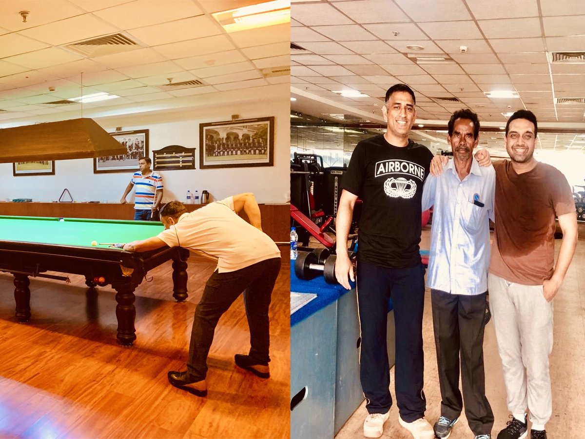 [PHOTO] MS Dhoni spotted playing snooker with MLA; clicks photograph with JSCA curator