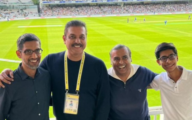 Ravi Shastri enjoys Hundred 2022 match with Mukesh Ambani and Sundar Pichai