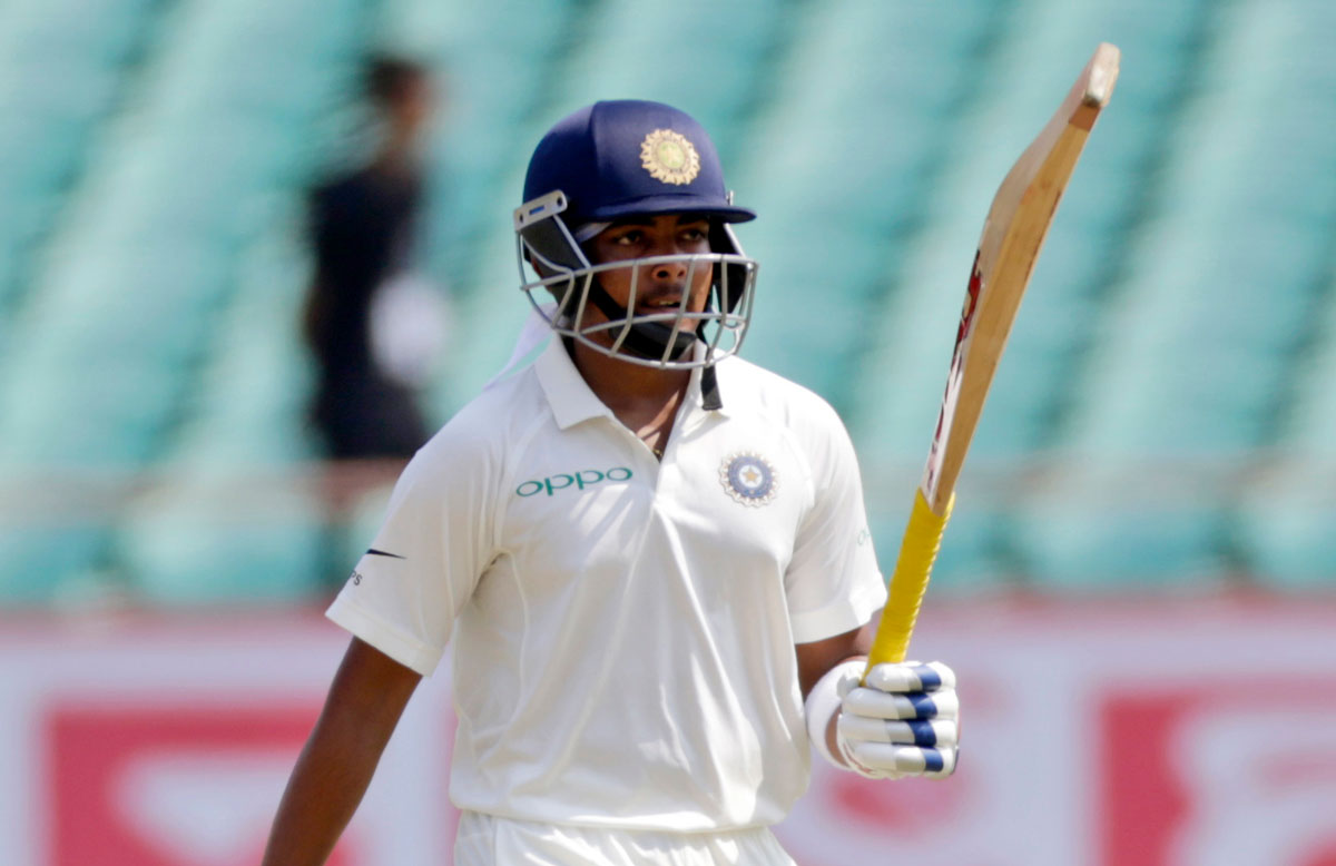 Shaw hammers century on Test debut for India